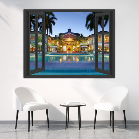 My Luxury Mansion Magic Windows Wooden Framed Poster