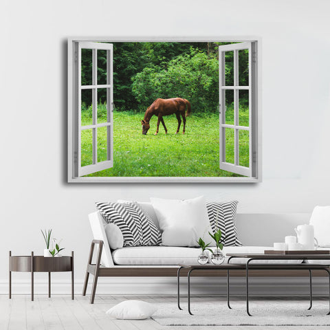 My Grazing Horse Magic Windows Framed Poster - Planet Wall Art