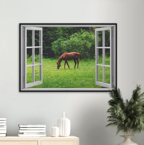 My Grazing Horse Magic Windows Framed Poster - Planet Wall Art