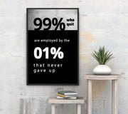 99 VS 1 Percent Motivational Framed Poster - Planet Wall Art