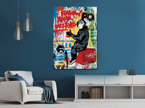 Graffiti Monkey Pop Art Framed Poster - Planet Wall Art