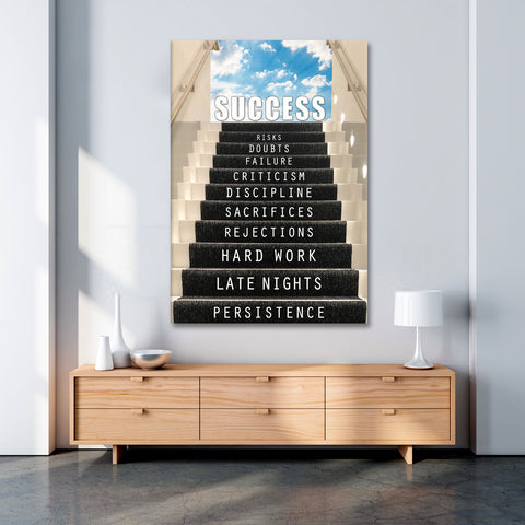 Staircase To Success Premium Matte Paper Motivational Poster