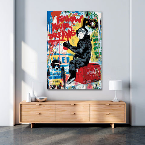 Graffiti Monkey Pop Art Canvas Print - Planet Wall Art