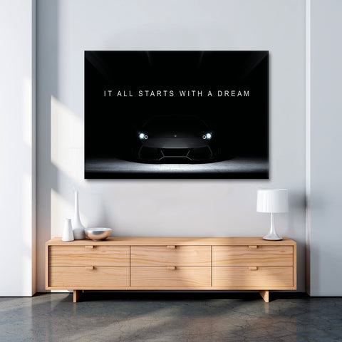 Dream Lambo Motivational Canvas Print - Planet Wall Art