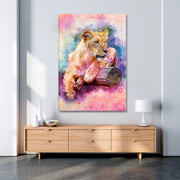 Watercolor Lioness Canvas Print - Planet Wall Art