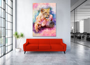 Watercolor Lioness Canvas Print - Planet Wall Art