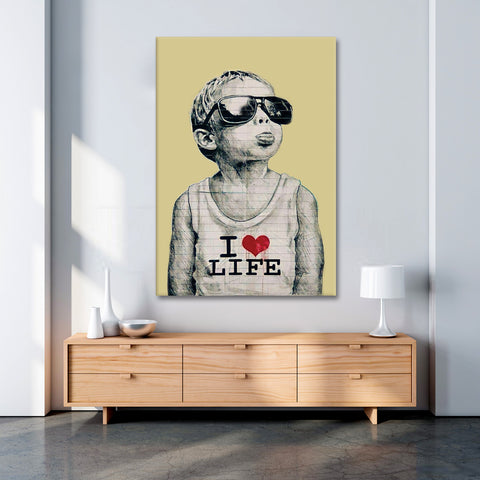 Boy Loves Life Pop Art Canvas Print - Planet Wall Art