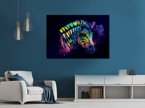 Rainbow Zebra Framed Poster - Planet Wall Art