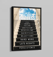 Staircase To Success Motivational Framed Poster - Planet Wall Art