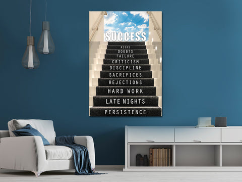 Staircase To Success Motivational Framed Poster - Planet Wall Art