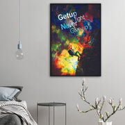 Get Up Fight Never Give Up Motivational Framed Poster - Planet Wall Art