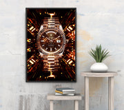 Golden Watch Hologram Framed Poster - Planet Wall Art