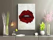 Red Rose Lips Pop Art Canvas Print