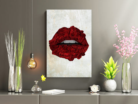 Red Rose Lips Pop Art Canvas Print