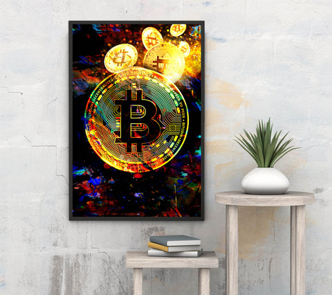 Holographic Bitcoin Framed Poster - Planet Wall Art