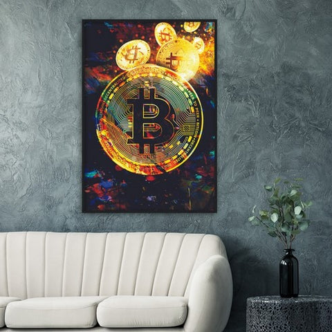 Holographic Bitcoin Framed Poster - Planet Wall Art