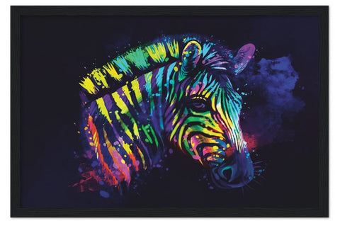 Rainbow Zebra Framed Poster - Planet Wall Art