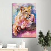 Watercolor Lioness Canvas Print - Planet Wall Art