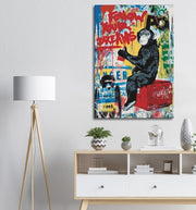 Graffiti Monkey Pop Art Canvas Print - Planet Wall Art