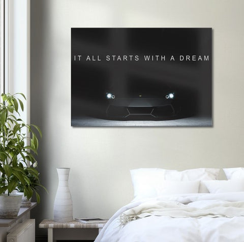 Dream Lambo Motivational Canvas Print - Planet Wall Art