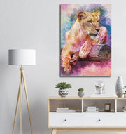 Watercolor Lioness Canvas Print - Planet Wall Art