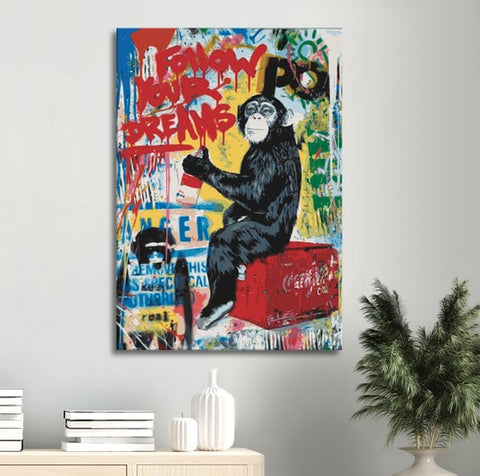 Graffiti Monkey Pop Art Canvas Print - Planet Wall Art