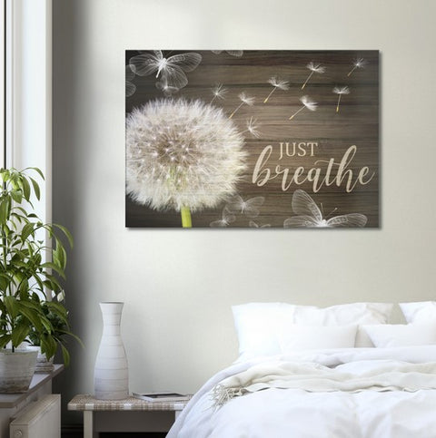 Just Breathe Motivational Canvas Print - Planet Wall Art