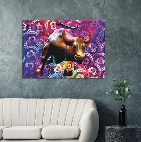 Bitcoin Bull Canvas Print - Planet Wall Art