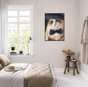 Bowtie Kitty Cat Wooden Framed Poster