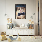 Bowtie Kitty Cat Wooden Framed Poster