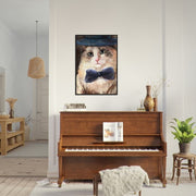 Bowtie Kitty Cat Wooden Framed Poster