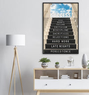 Staircase To Success Motivational Framed Poster - Planet Wall Art