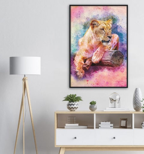 Watercolor Lioness Framed Poster - Planet Wall Art