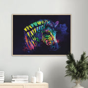 Rainbow Zebra Framed Poster - Planet Wall Art