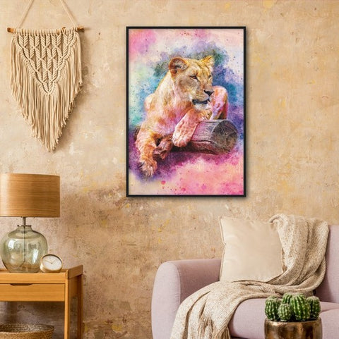 Watercolor Lioness Framed Poster - Planet Wall Art