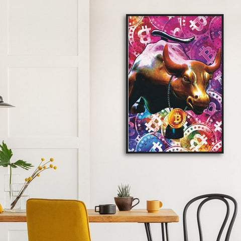 Bitcoin Bull Framed Poster - Planet Wall Art