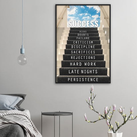 Staircase To Success Motivational Framed Poster - Planet Wall Art