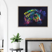 Rainbow Zebra Framed Poster - Planet Wall Art