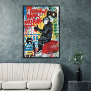 Graffiti Monkey Pop Art Framed Poster - Planet Wall Art