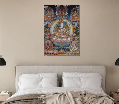 5 Buddhas Tibetan Thangka Premium Matte Paper Poster