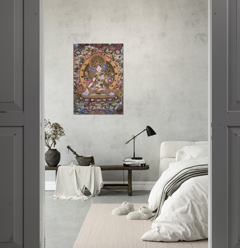 Buddha on Lotus Tibetan Thangka Premium Matte Paper Poster