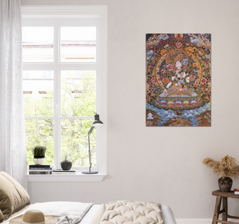 Flower Buddha Tibetan Thangka Premium Matte Paper Poster