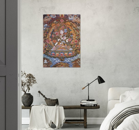 Flower Buddha Tibetan Thangka Premium Matte Paper Poster