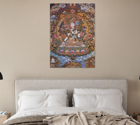 Flower Buddha Tibetan Thangka Premium Matte Paper Poster