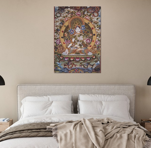 Buddha on Lotus Tibetan Thangka Premium Matte Paper Poster