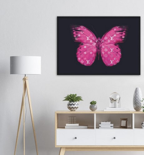 Pink Louis Moth Pop Art Framed Poster - Planet Wall Art