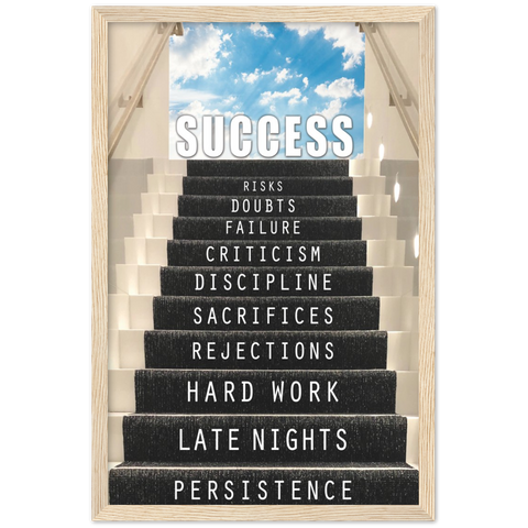 Staircase To Success Motivational Framed Poster - Planet Wall Art