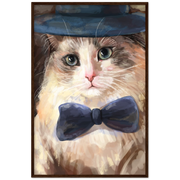 Bowtie Kitty Cat Wooden Framed Poster