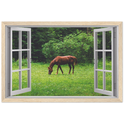 My Grazing Horse Magic Windows Framed Poster - Planet Wall Art