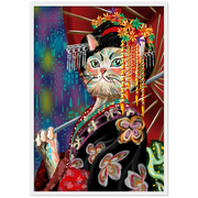 Kimono Cat Wooden Framed Poster